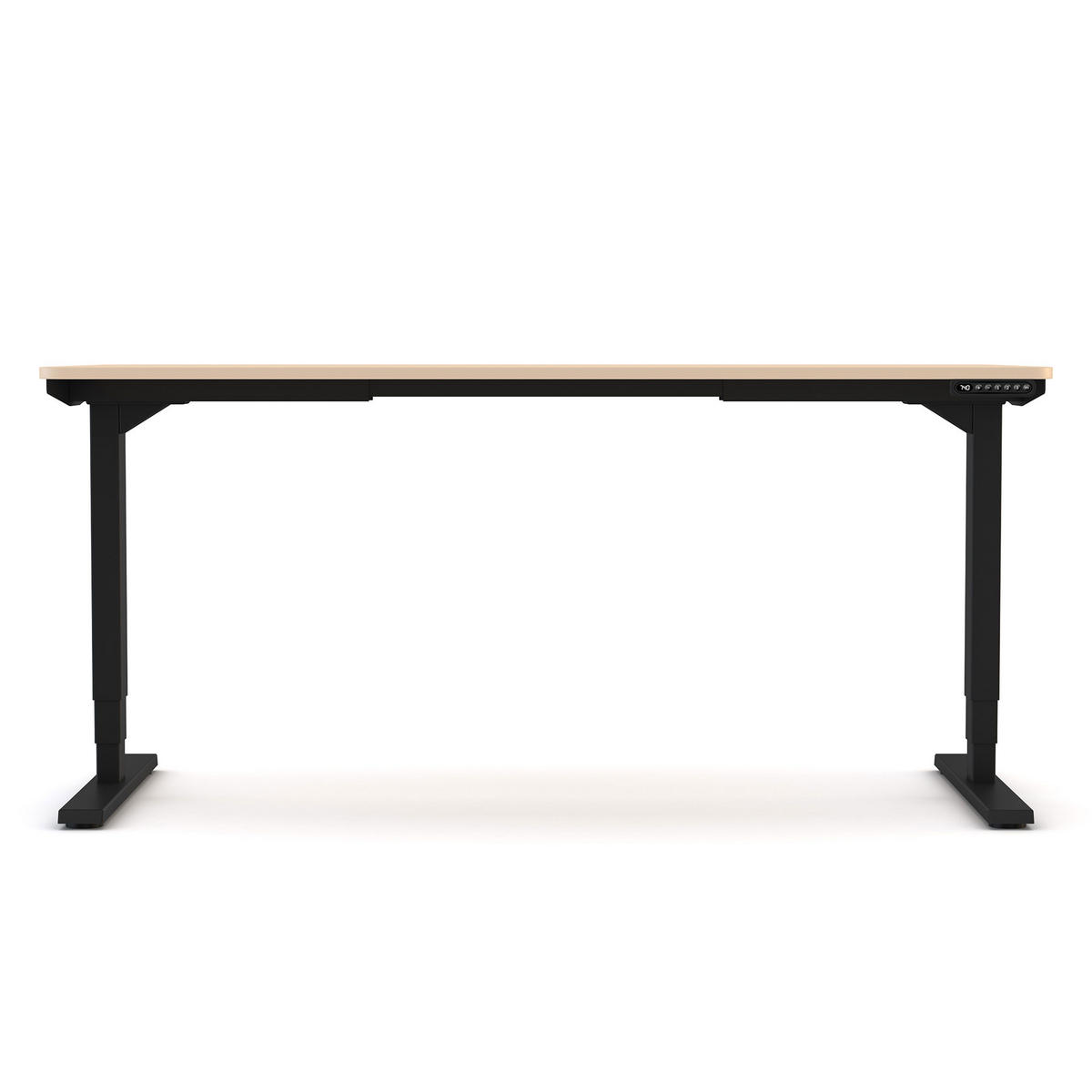 SCHREIBTISCH Elektrisch höhenverstellbarer Schreibtisch Y-Line Curved Kiesel Schwarz 180/80/62-127cm - Beige/Schwarz, Holzwerkstoff/Metall (80/180/127cm) - ASSMANN