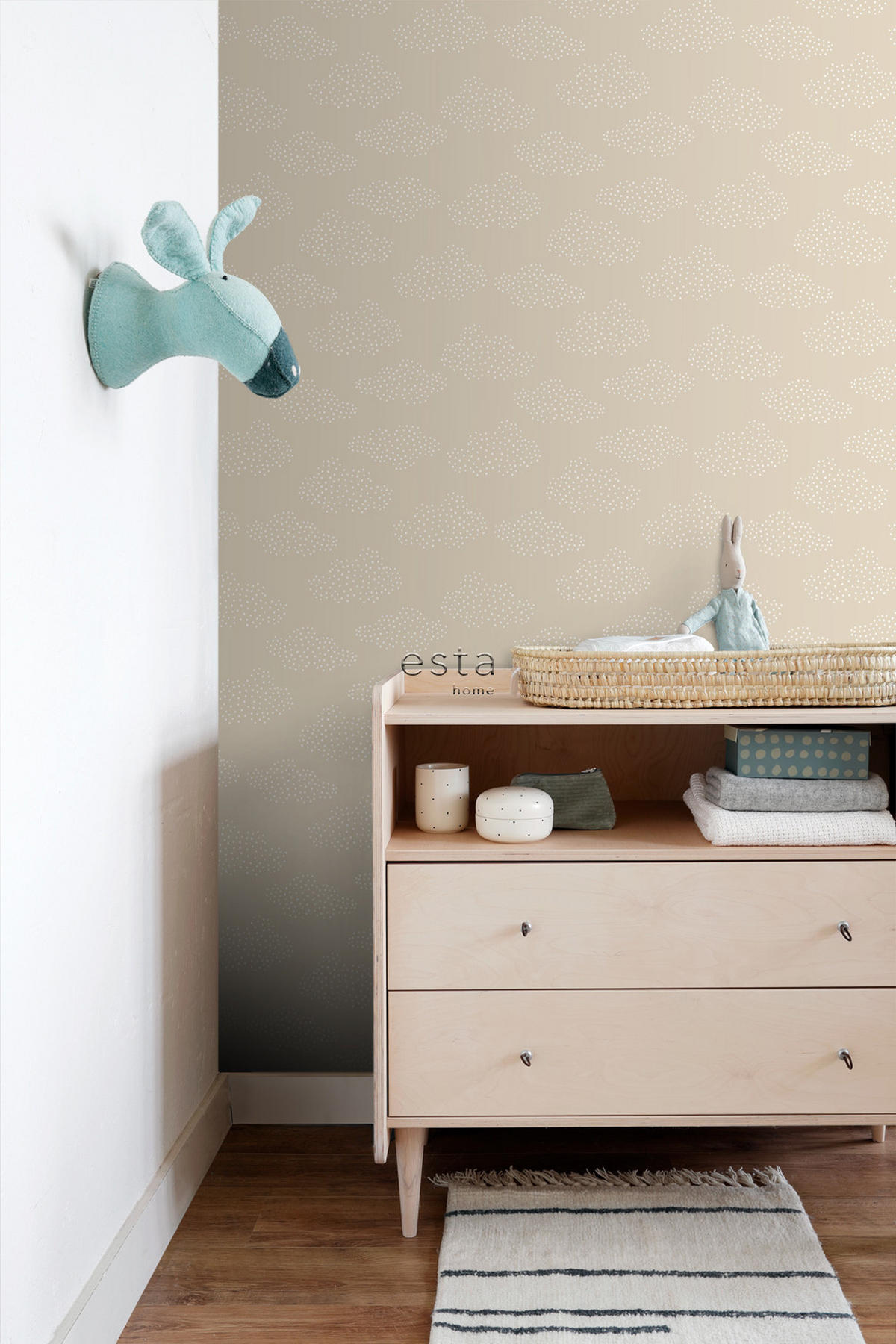 TAPETE kleine Wolken 53 cm x 10.05 m - Beige, Papier (53/0.1cm) - ESTAhome