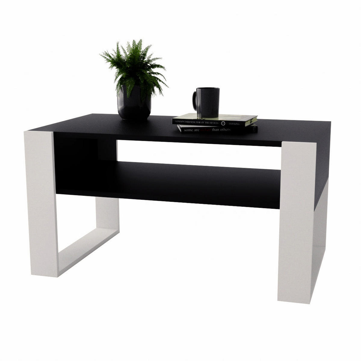 COUCHTISCH KARO 92 - Schwarz/Weiß, Holz (53.6/92/45cm) - Mat-Haus