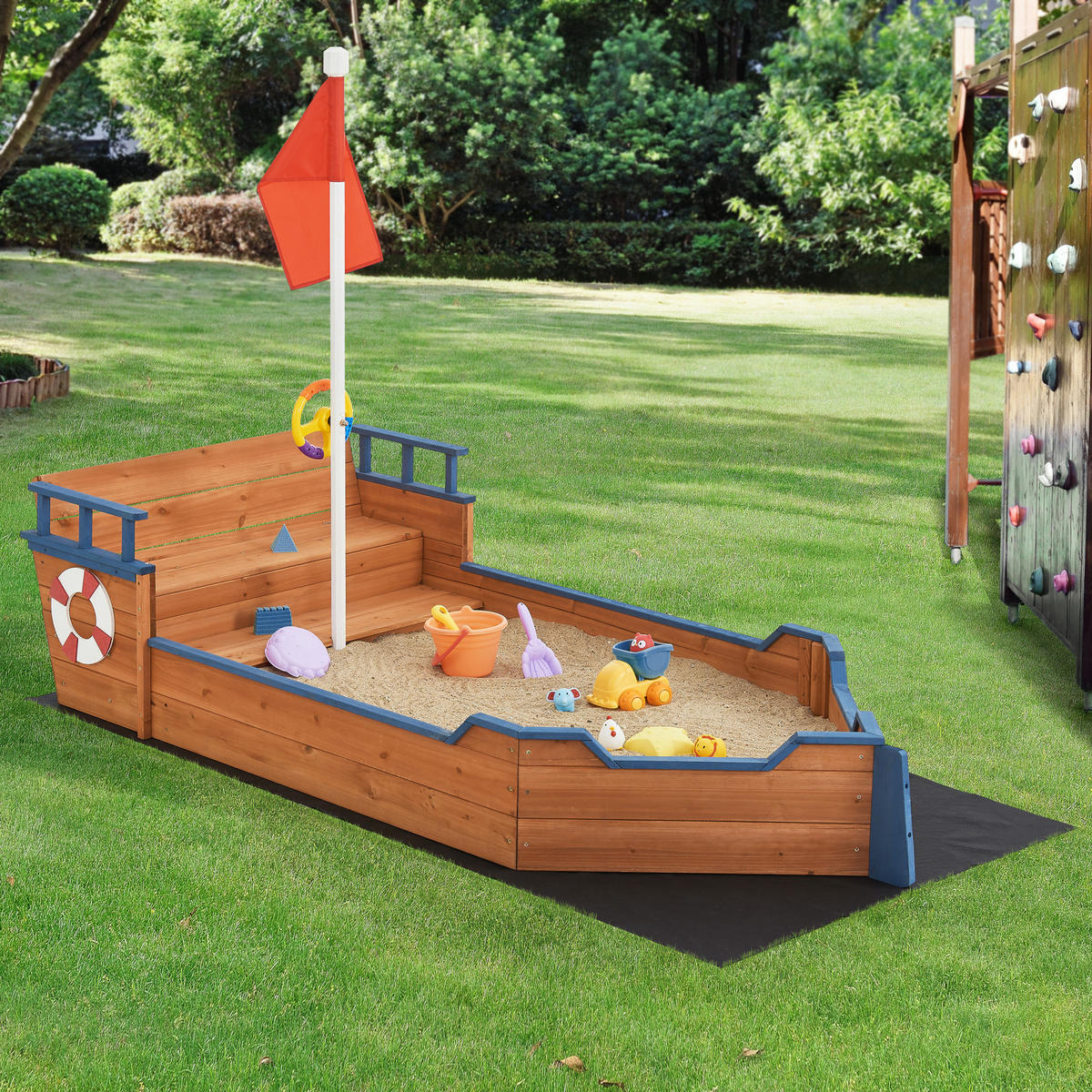 SANDKASTEN Mestia - Naturfarben, Holz (94/193/136cm) - [en.casa]