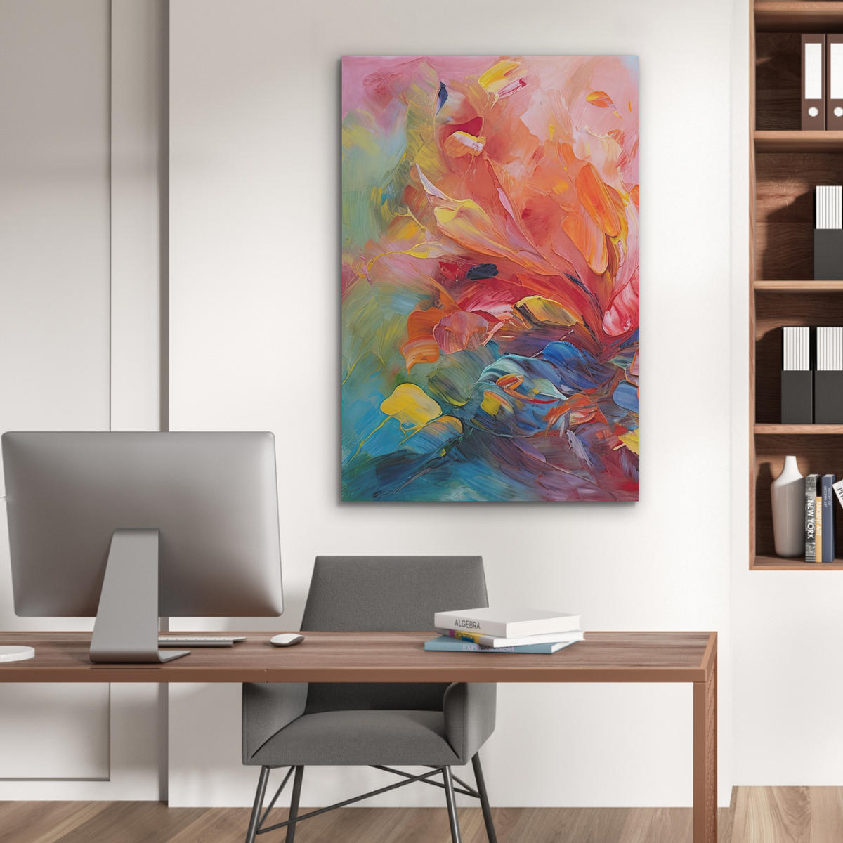 AKUSTIKBILD Ölgemälde - Kunst - Abstrakt - Farbenfroh Wanddeko 60x90 cm - Altrosa, Kunststoff (60/90/0.9cm) - MuchoWow