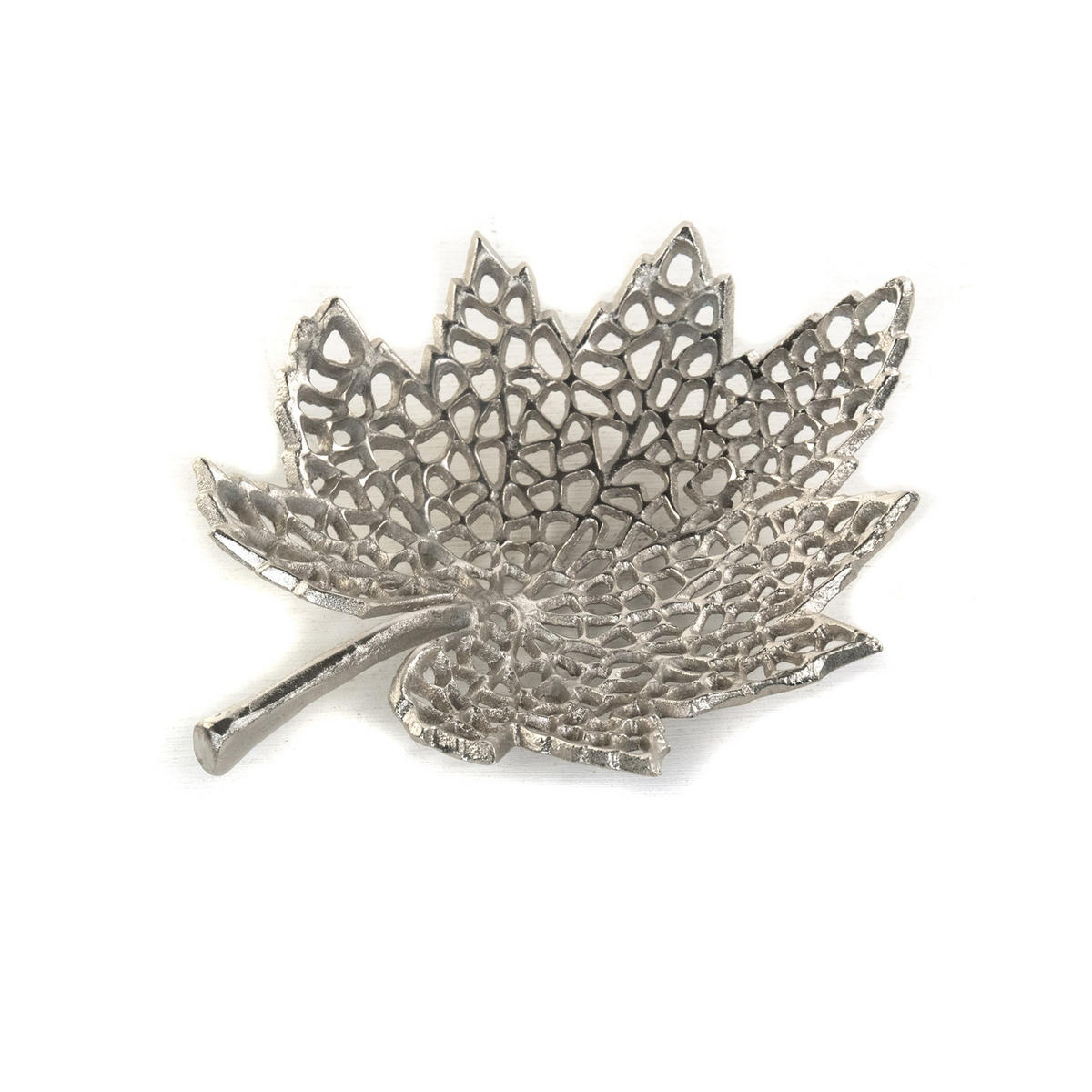 DEKO-SCHALE Leaf 30 Metall Silber - Silberfarben, Metall (22cm) - DESIGN DELIGHTS