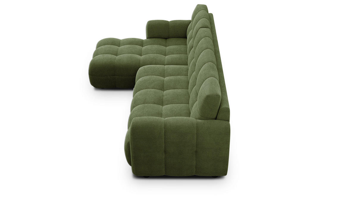 ECKSOFA MELLOW 4-Sitzer, olive - Schwarz/Grün, Holz/Textil (262/156cm) - Courtois Laville