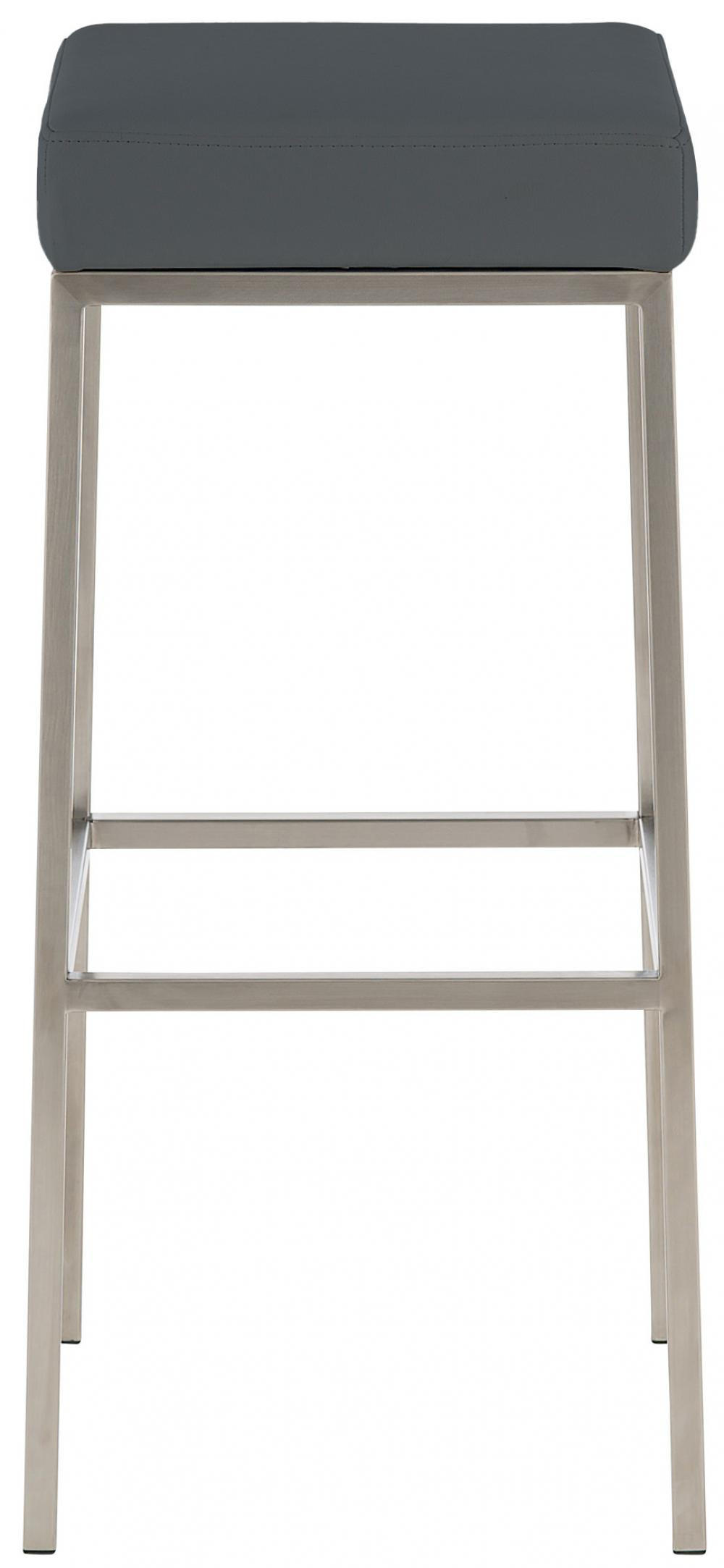 BARHOCKER 2er Set Lederlook grau - Edelstahlfarben/Grau, Textil/Metall (37/80/37cm) - CLP