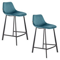 BARHOCKER Franky Rückenlehne 65 cm Blau - 2 er Set - Blau, Textil (45/91/52cm) - Dutchbone