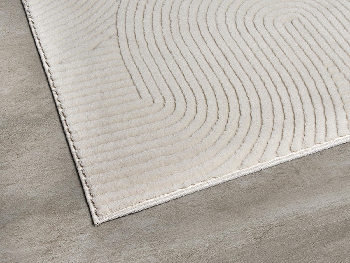KURZFLORTEPPICH Antirutsch Geometrisch DALAR Polypropylen Creme 200 x 200 cm - Beige, Textil (200/200cm) - KADIMA DESIGN