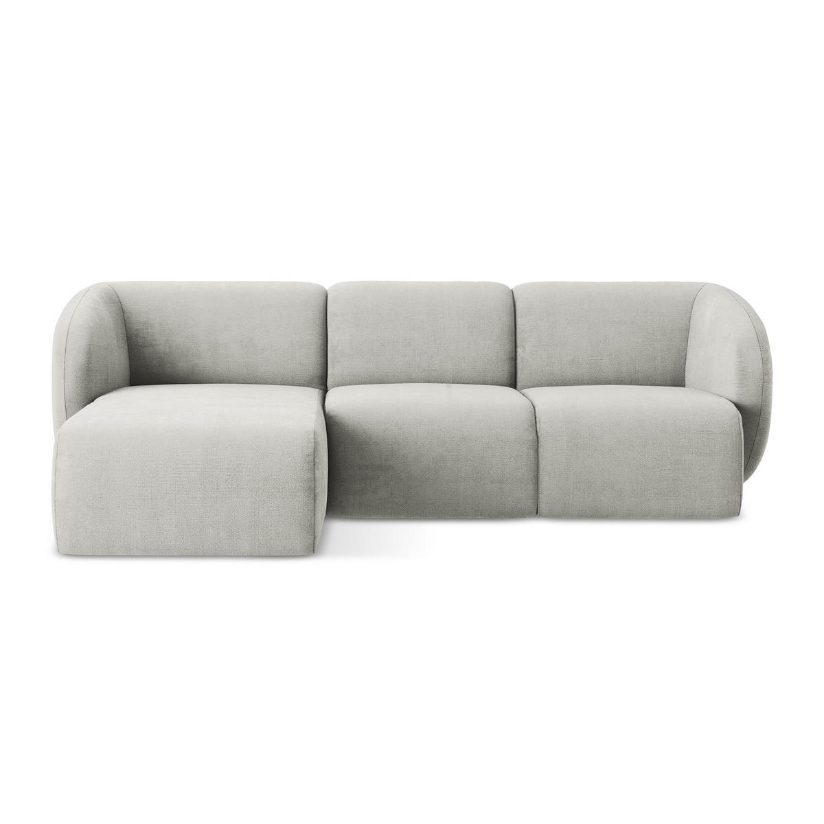 ECKSOFA Links Chenille Stoff Grau - Hellgrau/Schwarz, Holzwerkstoff/Kunststoff (248/166cm) - LaMiaSofa