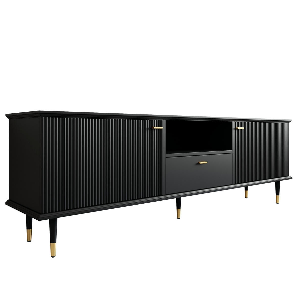 TV-LOWBOARD 170/36/54 cm schwarz aus MDF mit Soft-Close - Schwarz, Holzwerkstoff (36/54/170cm) - OKWISH