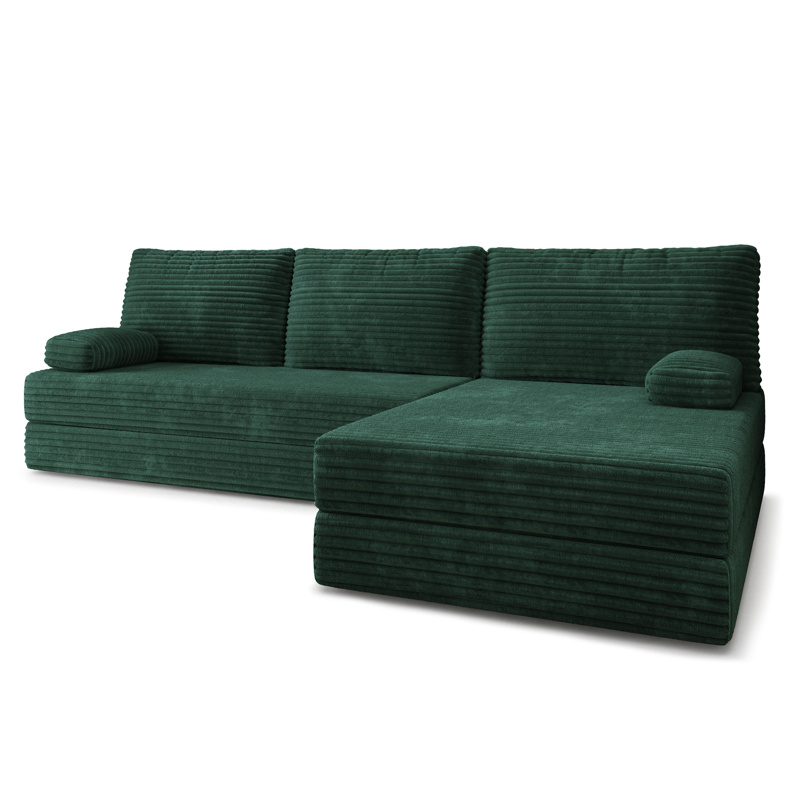 ECKSOFA ANKO modulares Boneless Sofa mit Schlaffunktion Grün Kordstoff - Grün, Textil (270/160cm) - MASSENO