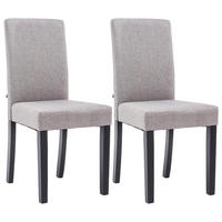 STUHL 2er Set Stoff hellgrau - Hellgrau/Schwarz, Holz/Textil (41/91/47cm) - CLP