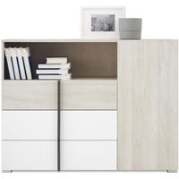 KOMMODE BERGAMO 120/90/40cm mit 3 Schubladen 1 Türen Eichefarben - Eichefarben, Holzwerkstoff (120/90/40cm) - MASSENO