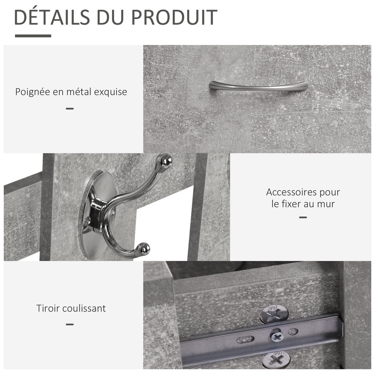 GARDEROBE DE-16751 Beton-Effekt Grau - Grau, Holzwerkstoff (24/191/90cm) - ComfortXL