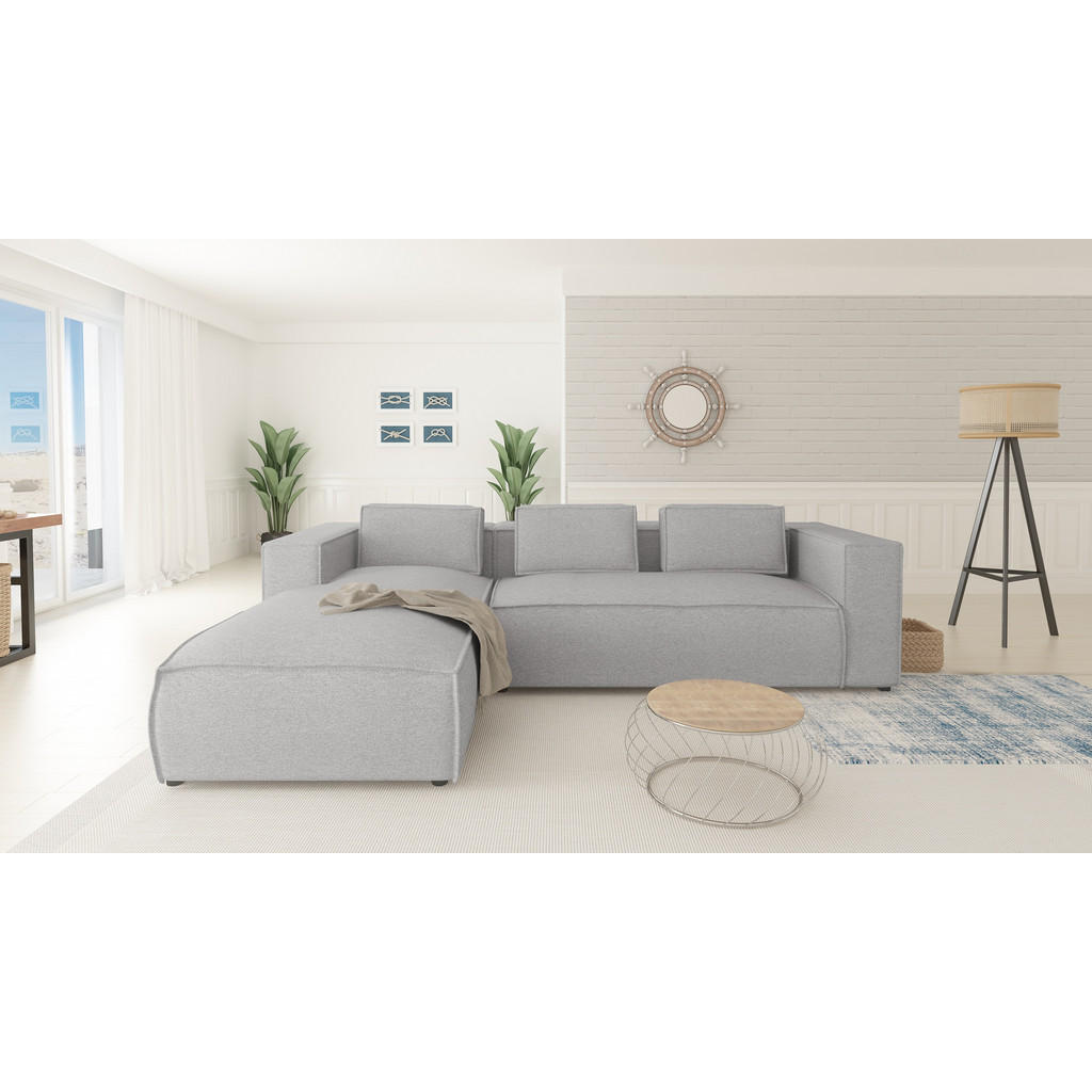 Thumbnail - S-Style Möbel Ecksofa, Grau, Textil, Echtholz,Buche, Birke, 5-Sitzer, Füllung: Polyetherschaumkern, Eckteil, L-Form, Ott...