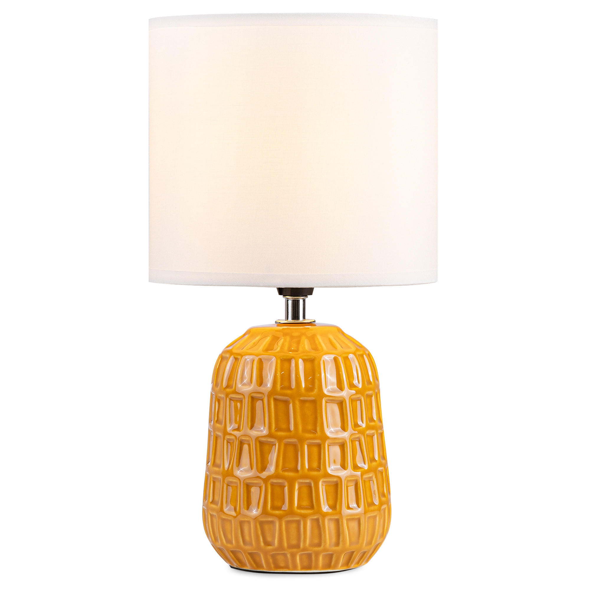 TISCHLEUCHTE STANDI Tischlampe, Honig, Weiß - Gelb, Keramik/Textil (16.5/16.5/31.5cm) - KONSIMO®