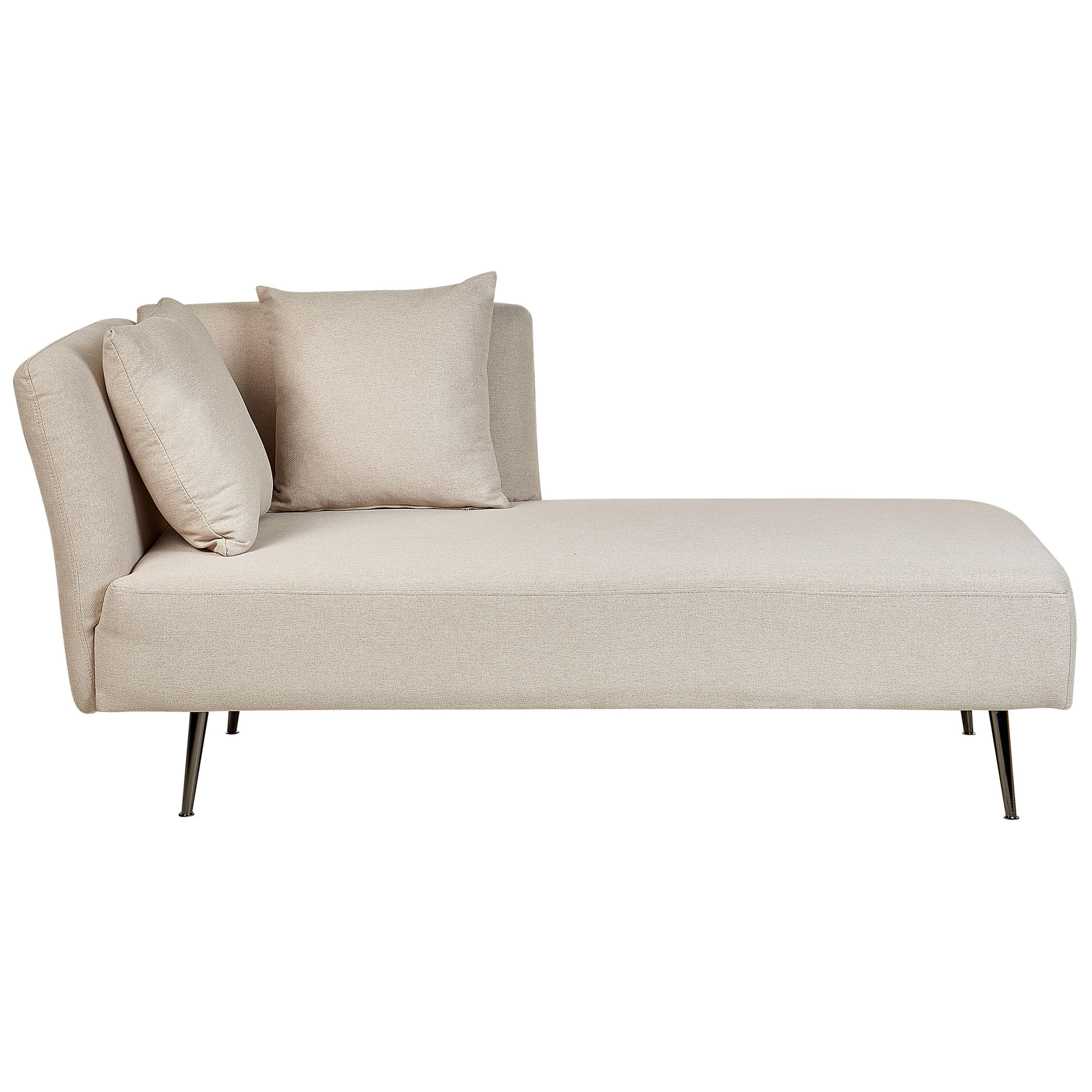 CHAISELONGUE Polsterbezug beige linksseitig Riom - Beige/Schwarz, Textil (156/75/77cm) - Beliani