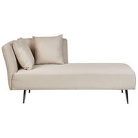 CHAISELONGUE Polsterbezug beige linksseitig Riom - Beige/Schwarz, Textil (156/75/77cm) - Beliani