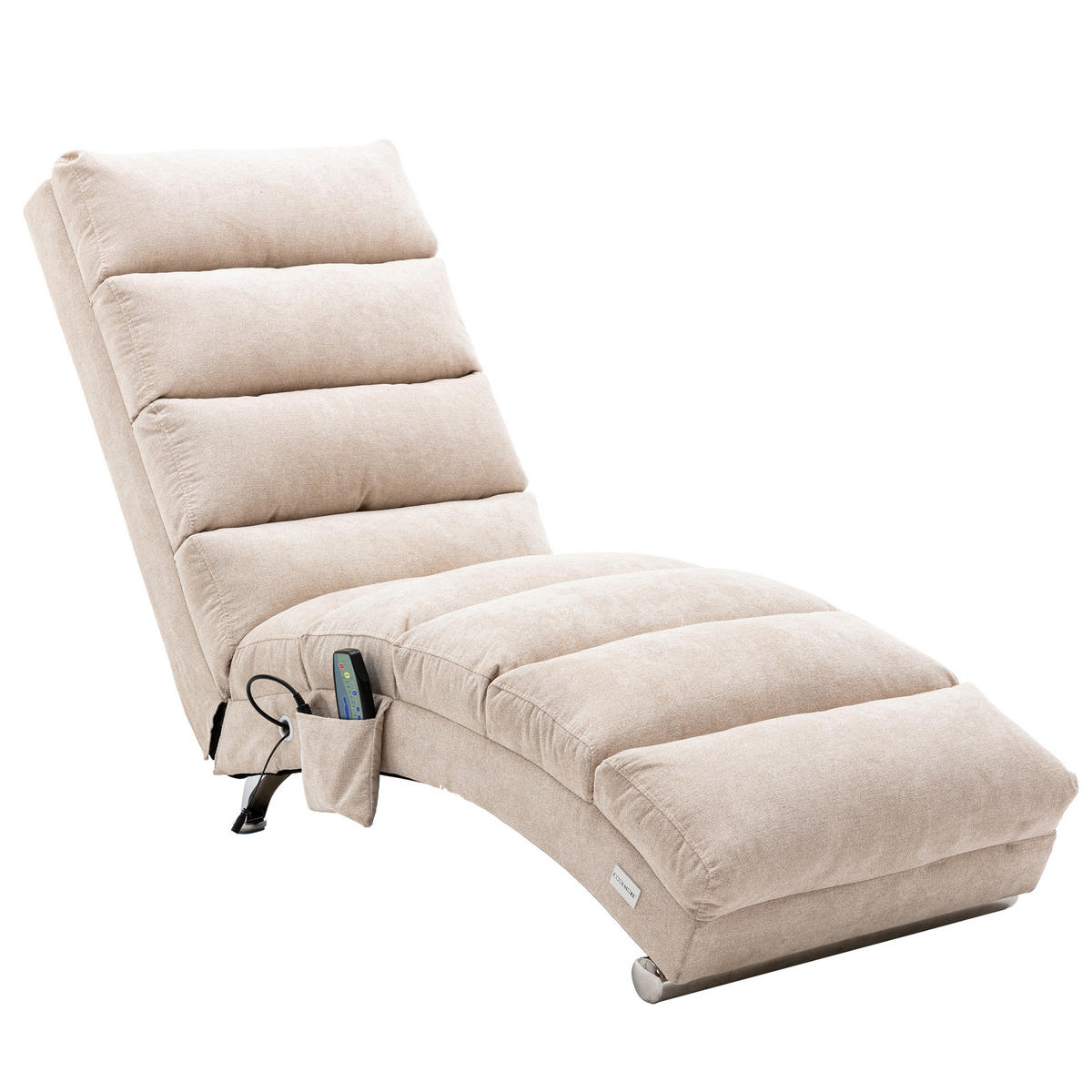 MASAŽNA FOTELJA u bež boji s funkcijom vibracije, od lana - srebrne boje/bež, drvni materijal/tekstil (55/84/148cm) - CHICFURN