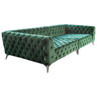 BIG SOFA NARLA Grün Velvet - Silberfarben/Grün, Textil (280/70/140cm) - KAWOLA