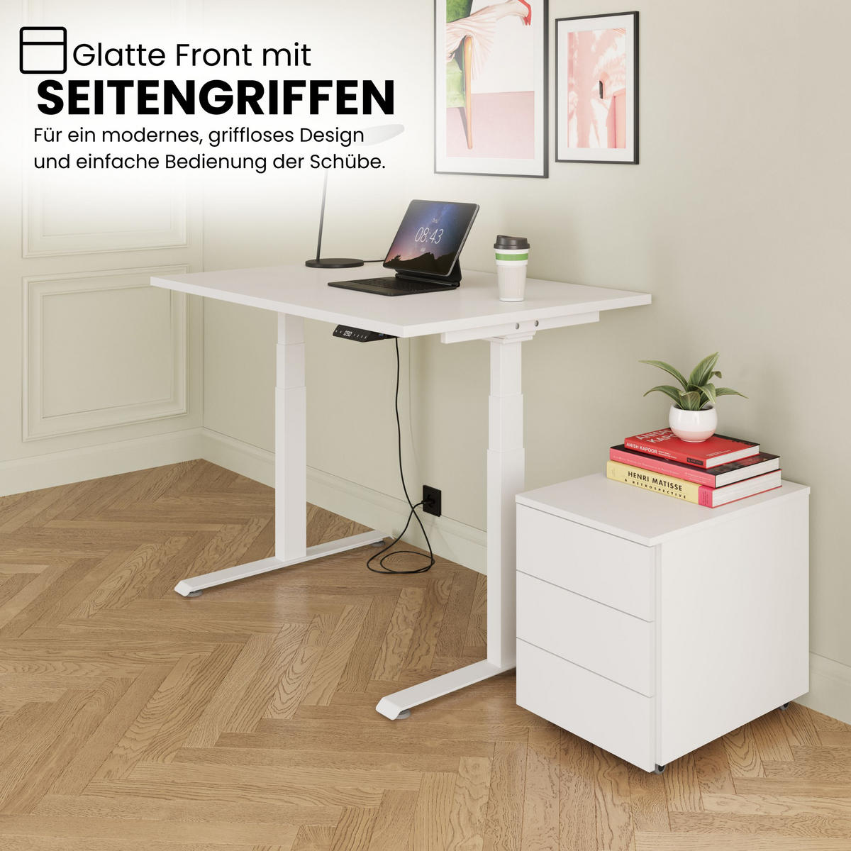 ROLLCONTAINER - mit 3 Schubladen 54,6/39/51 cm in Weiß - Weiß, Holzwerkstoff (39/51/54.6cm) - bümö