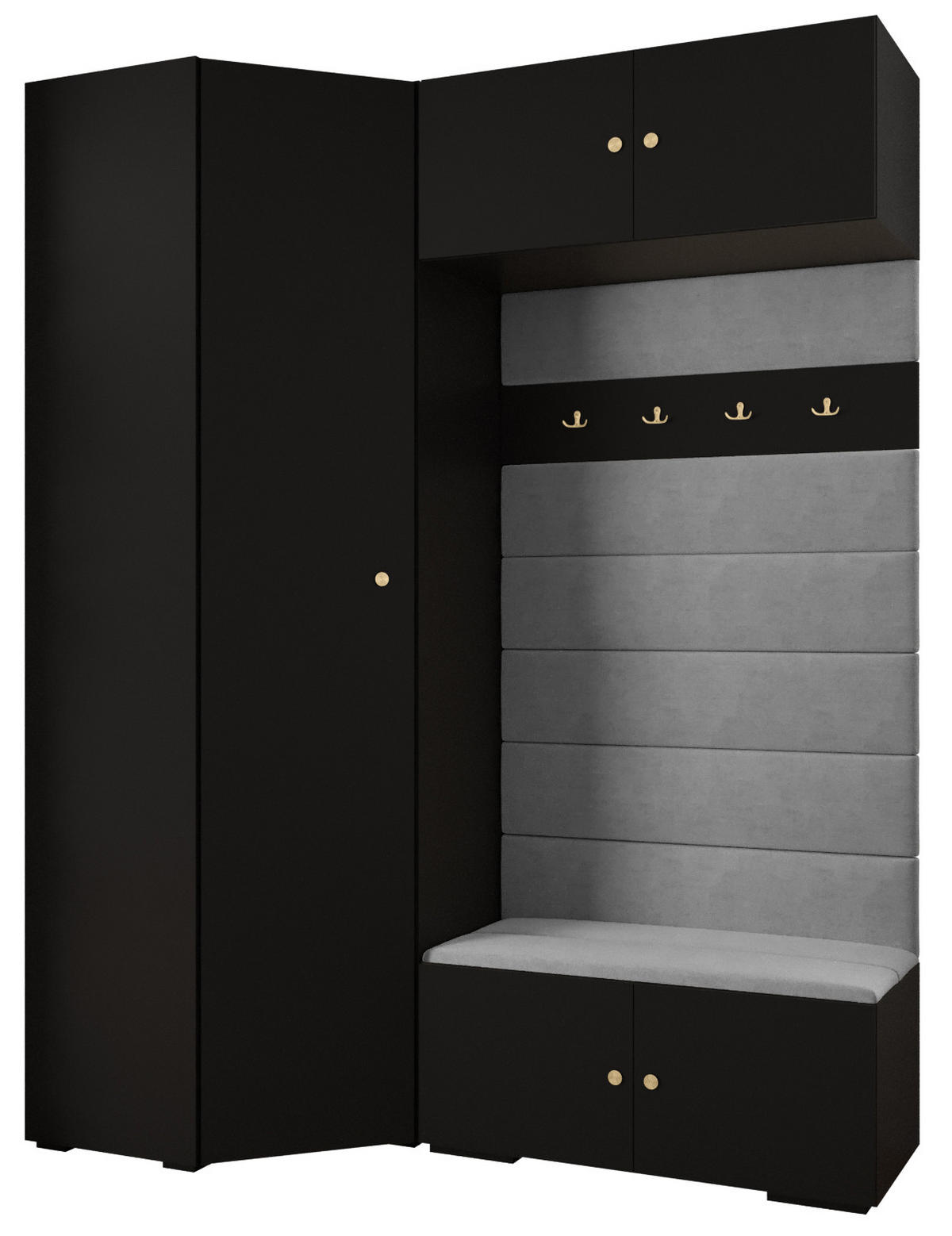 GARDEROBEN-SET 236,7/181,7/47 - Goldfarben/Schwarz, Holz/Metall (181.7/236.7/47cm) - Abiks Möbel