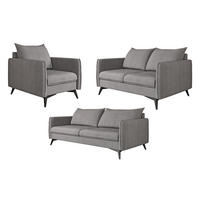SITZGARNITUR 3+2+1 Pulse Grau Luxusmikrofaser - Schwarz/Grau, Holz/Textil (199/86/91cm) - S-Style Möbel