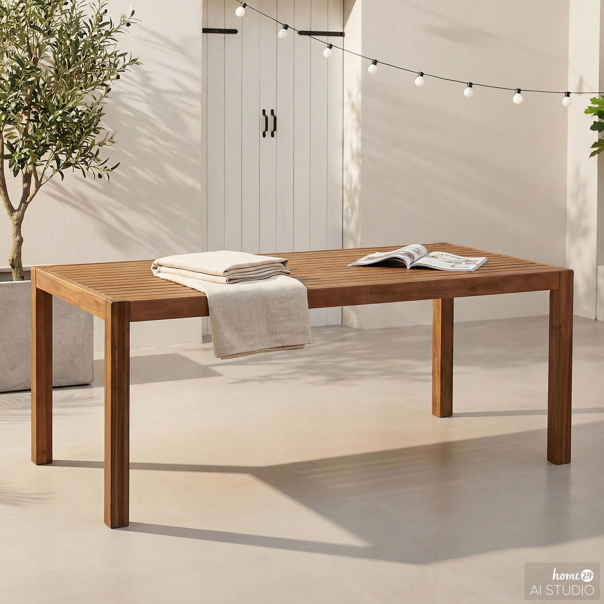 MASSIVER GARTENESSTISCH - Akazie massiv - Braun/Akaziefarben, Holz (85/180/72cm) - home24