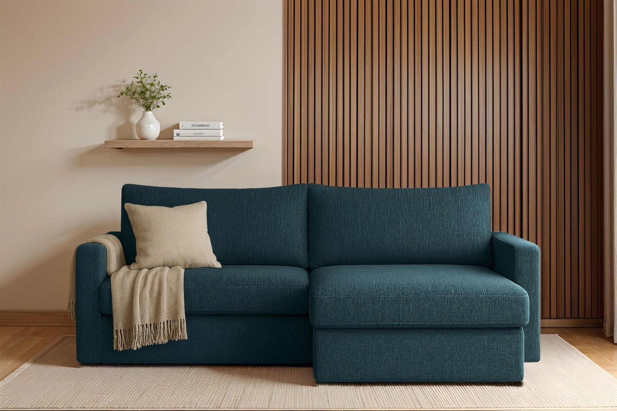 ECKSOFA Bendik In Faro - Dunkelblau, Holzwerkstoff/Textil (224/140cm) - Fun Möbel