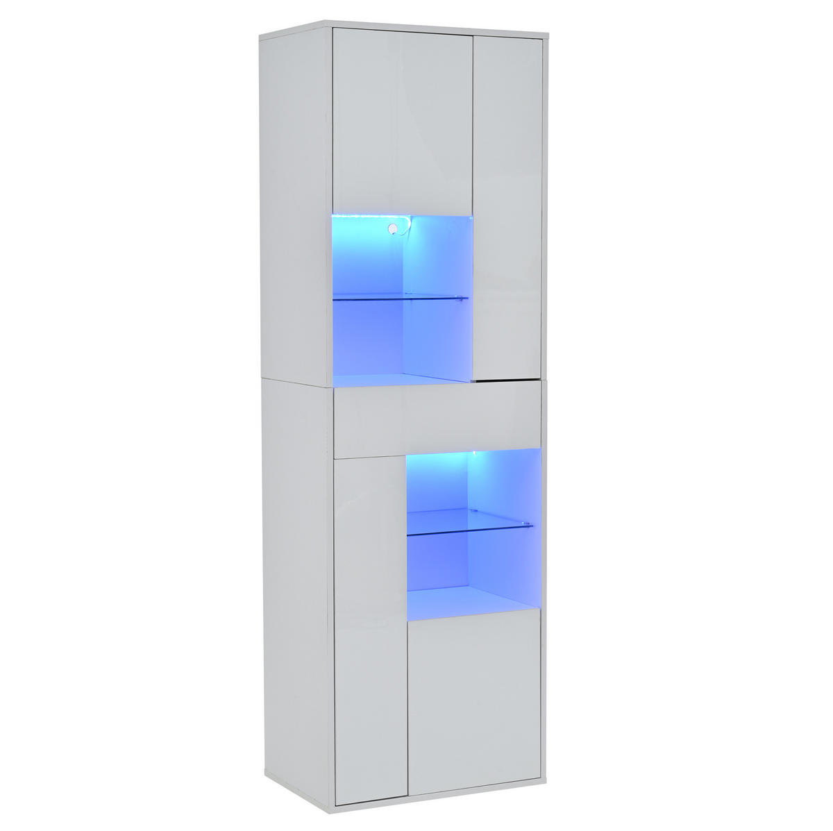 VITRINE mit LED 55 x 38 x 170 cm Hochglanz Weiß - Weiß, Holzwerkstoff (38/170/55cm) - Beauniv