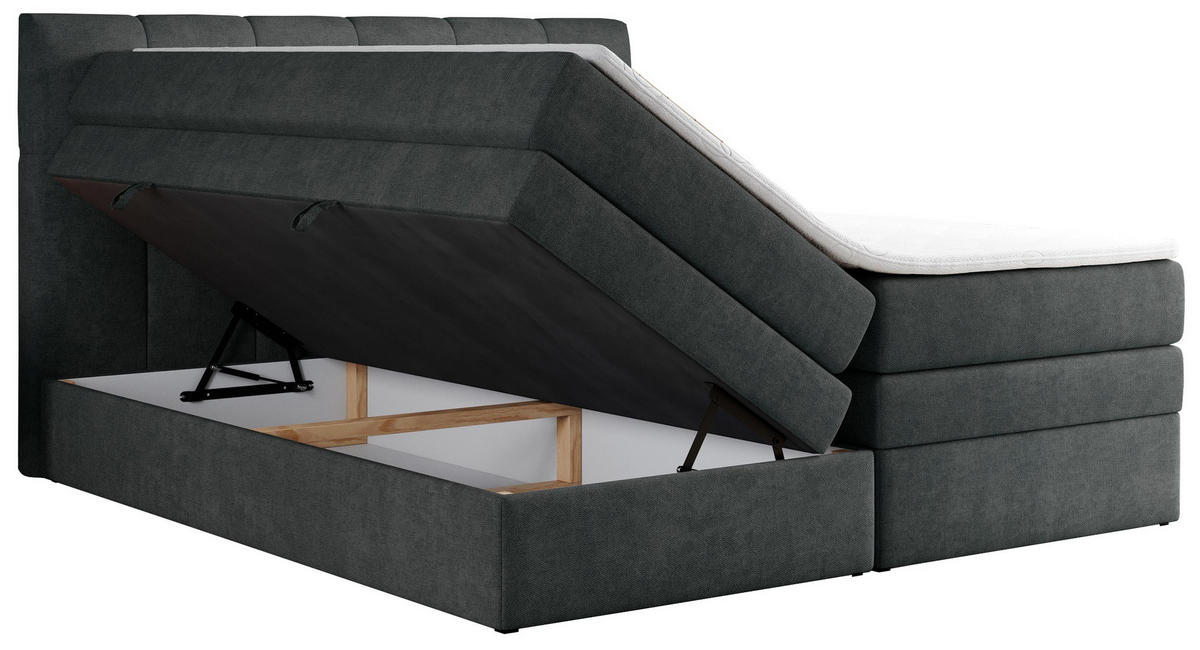 BOXSPRINGBETT ALVIN KING 200/200 Dunkelgrau Struktur - H4 - Dunkelgrau, Holz/Textil (200/200cm) - MKS