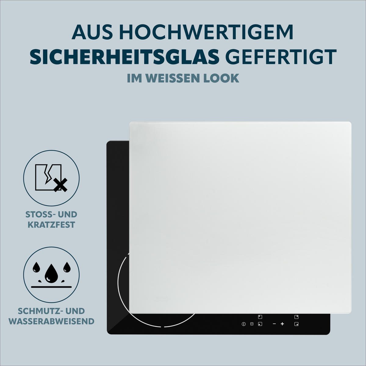 HERDABDECKPLATTE Glas, ca. 55,7 x 50 cm - Weiß, Glas (50/0.5/55.7cm) - bremermann