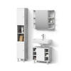 BADMÖBEL-SET Fucino Beton 3 Teile, mit Hochschrank - Schieferfarben/Weiß, Holzwerkstoff (60/54/32cm) - Livinity®
