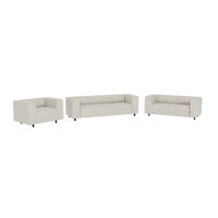 SITZGARNITUR 3+2+1 Tove Beige Cord - Beige/Schwarz, Holz/Kunststoff (175/65/80cm) - S-Style Möbel