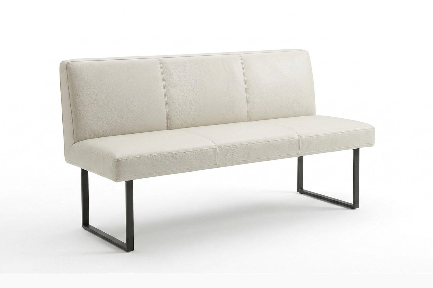 ESSZIMMERBANK ELEEN Hellgrau Leder - Hellgrau, Leder (143/85/69cm) - KAWOLA