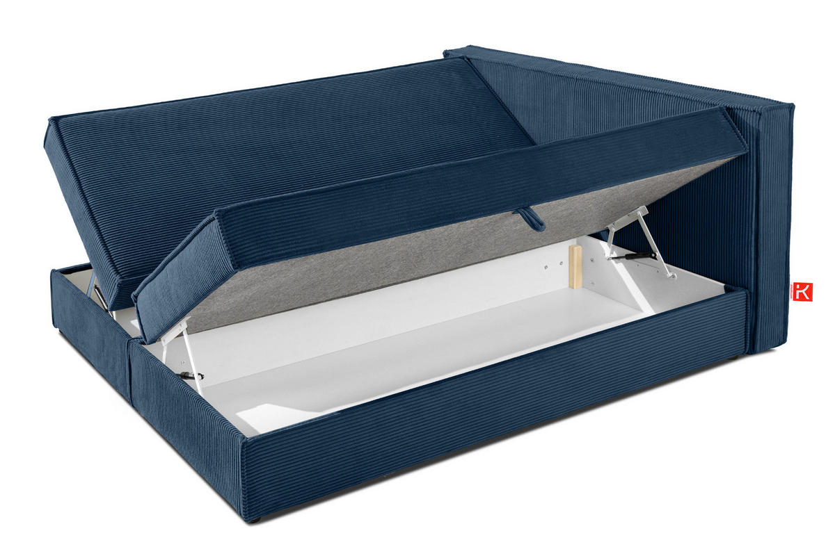 BOXSPRINGBETT ROTI mit Stauraum, marineblau - Schwarz/Dunkelblau, Holz/Holzwerkstoff (160/200cm) - KONSIMO®
