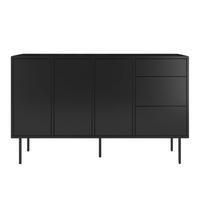 SIDEBOARD Mirka, Schwarz, Push to Open System, Minimalistisch - Schwarz, Holzwerkstoff/Metall (130/80/40cm) - Dancan