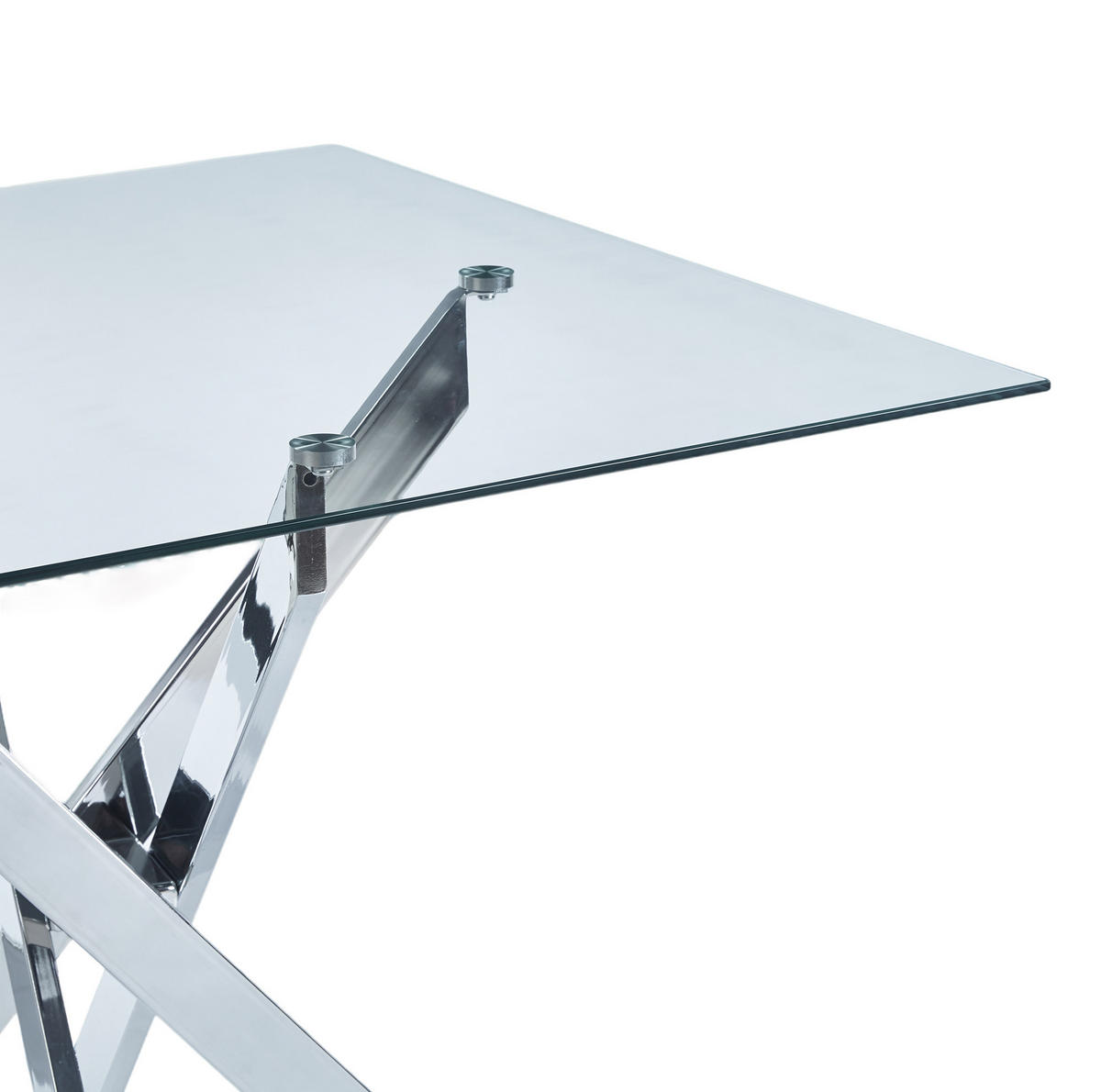 ESSTISCH 80/80/75 cm in Silber mit Glasplatte und Metallgestell - Silberfarben, Metall (80/80/75cm) - Flora Grace