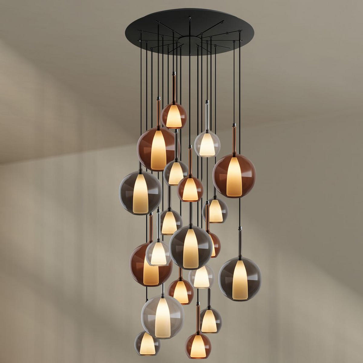 GALERIELEUCHTE Belluna 20-flammig Mehrfarbig Ø 14/24cm - Multicolor, Glas (24/24/45cm) - s.luce