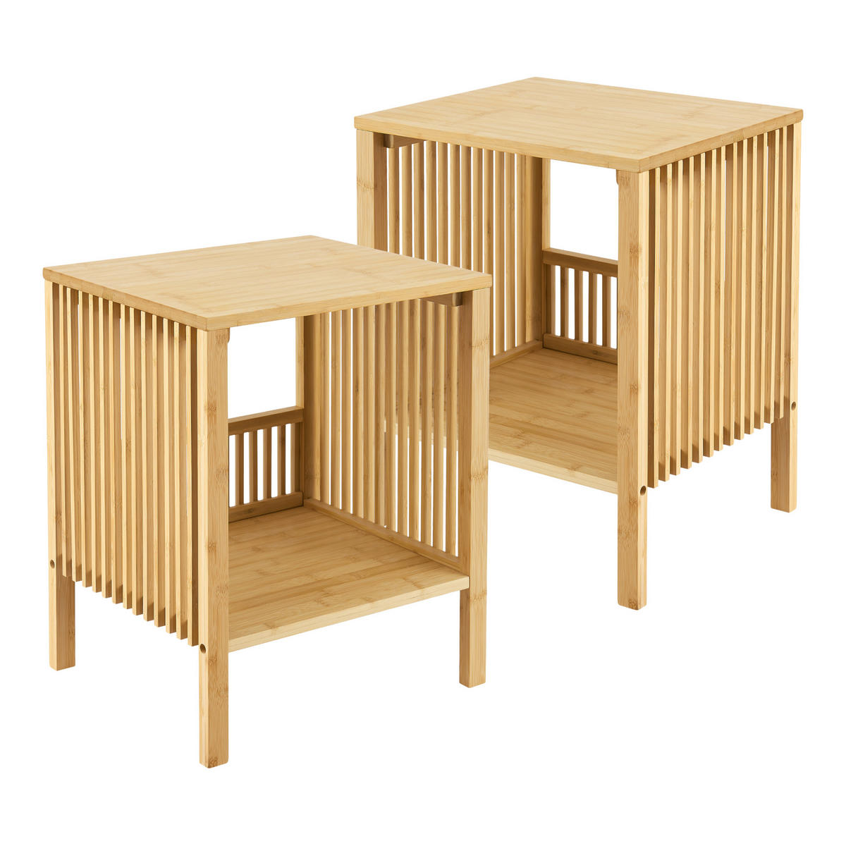 SATZTISCH-SET 2 TLG. Varde - Naturfarben, Holz (33/38.5/50cm) - [en.casa]