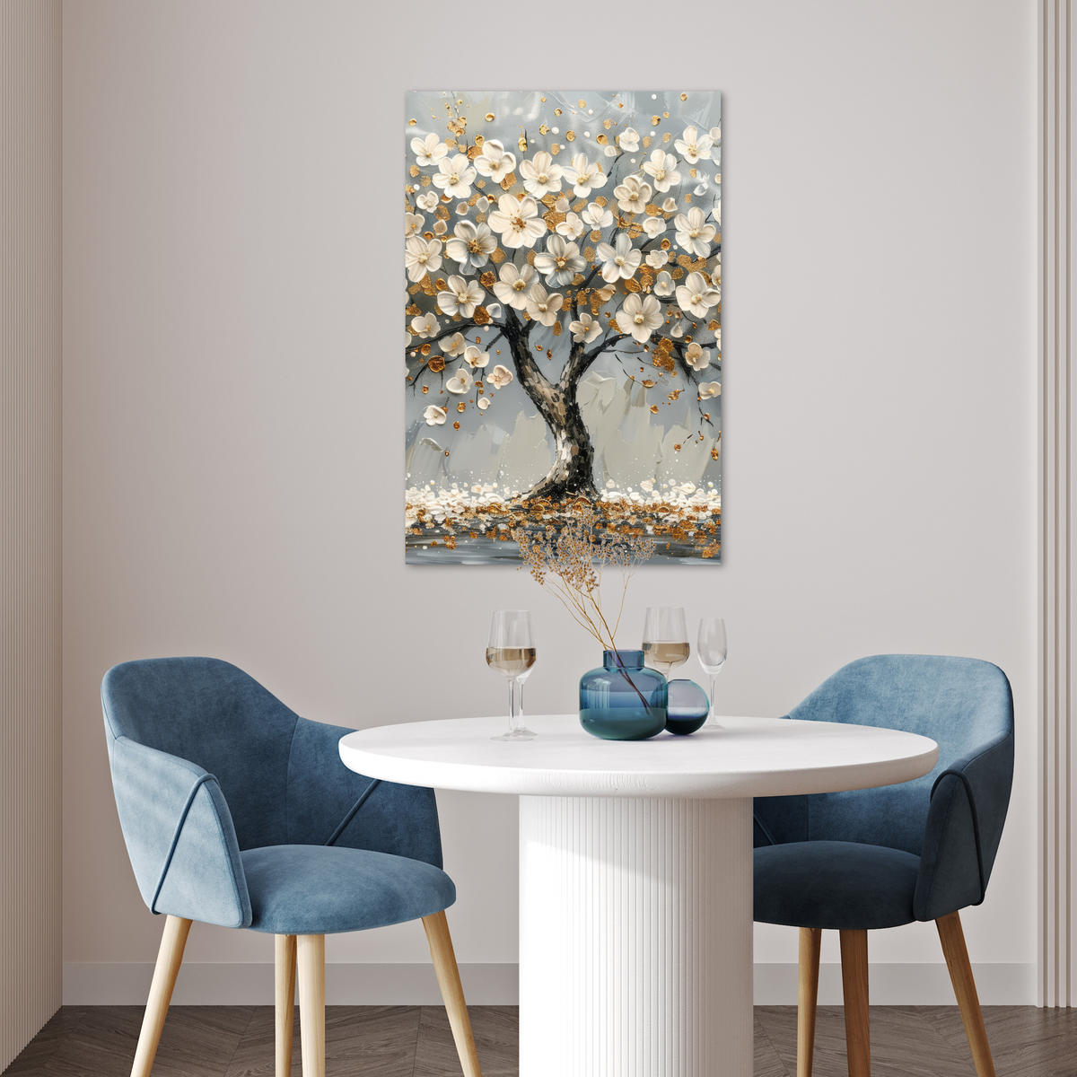 POSTER Baum - Blumen - Weiß - Natur - Kunst 40x60 cm - Weiß, Papier (40/60/0.1cm) - MuchoWow