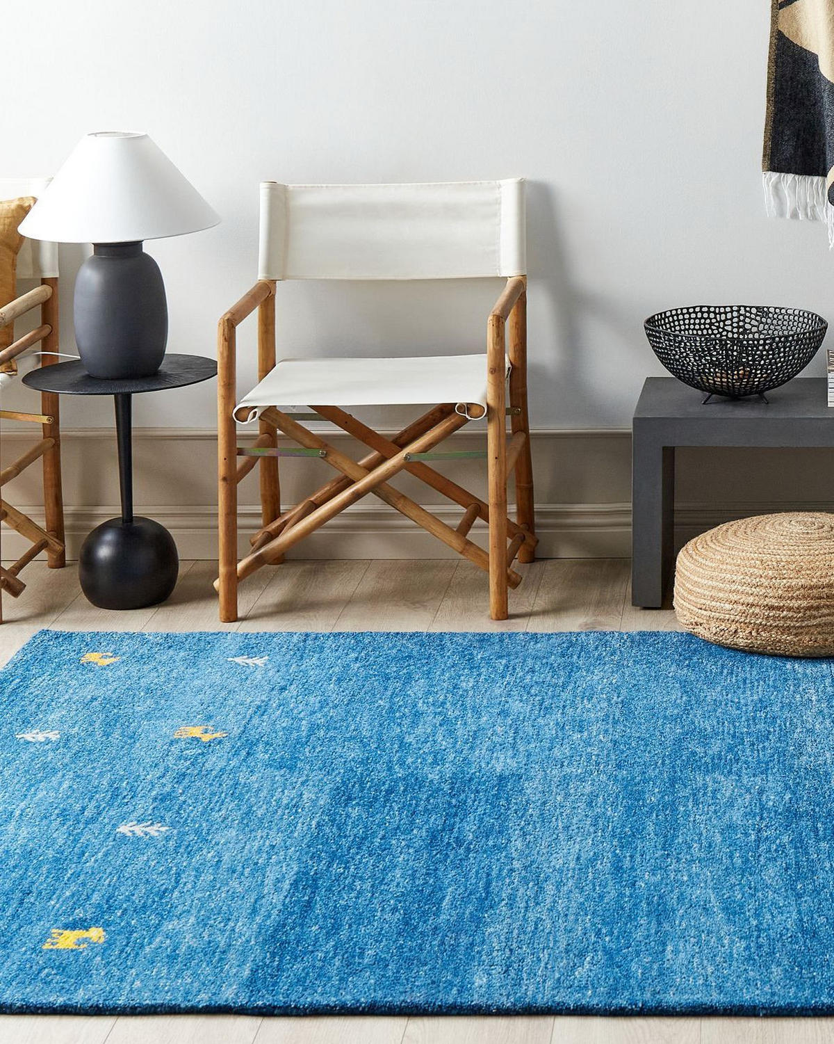 KURZFLOR-GABBEH Calti 230/160 cm - Blau, Textil (160/230cm) - Beliani