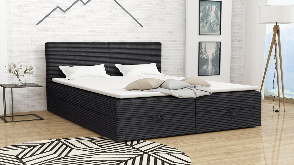BOXBETT SZTRUKS 1 140 x 200 Dunkelgrau - Dunkelgrau, Textil/Metall (140/200cm) - VLR BEDS