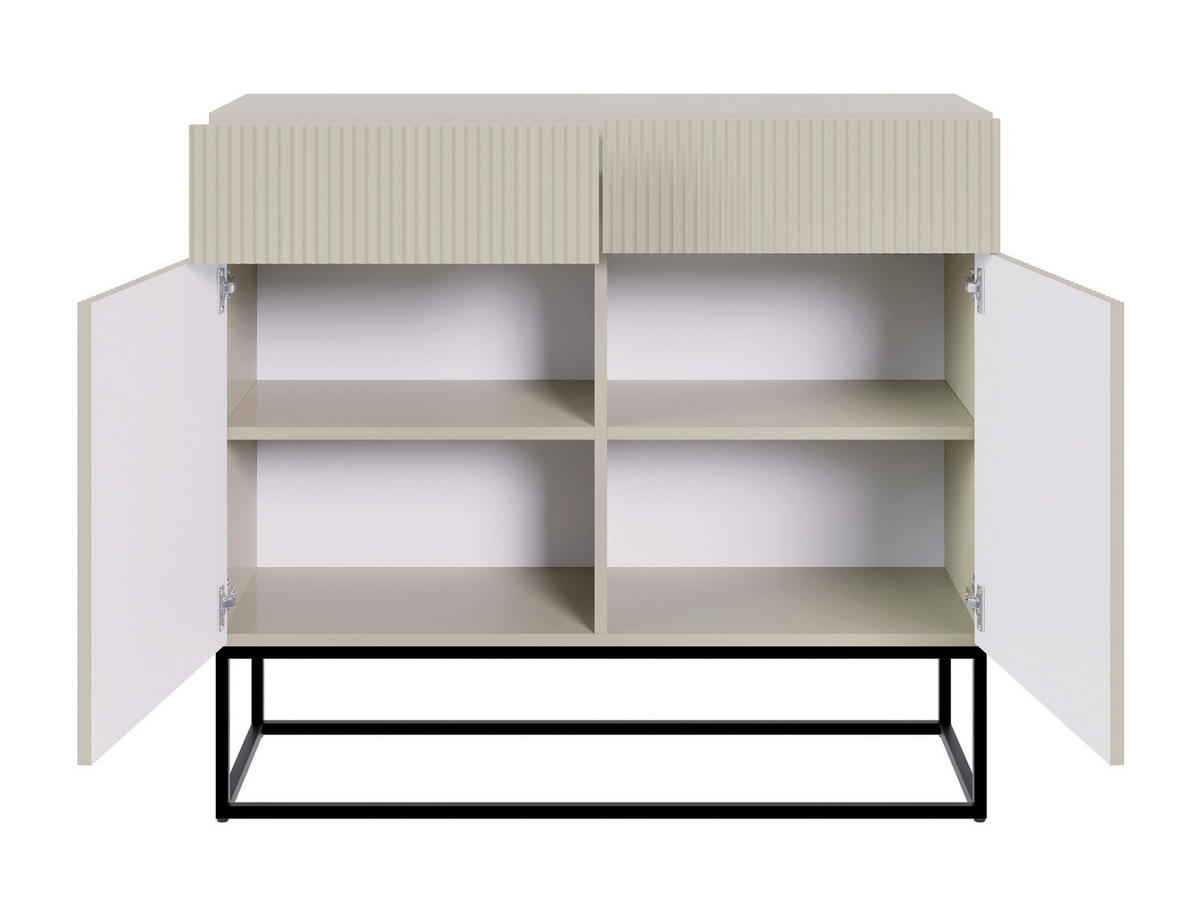 KOMMODE Veldio Graubeige mit schwarzen Beinen 100 cm - Greige/Schwarz, Holzwerkstoff/Metall (100/90/38cm) - Selsey