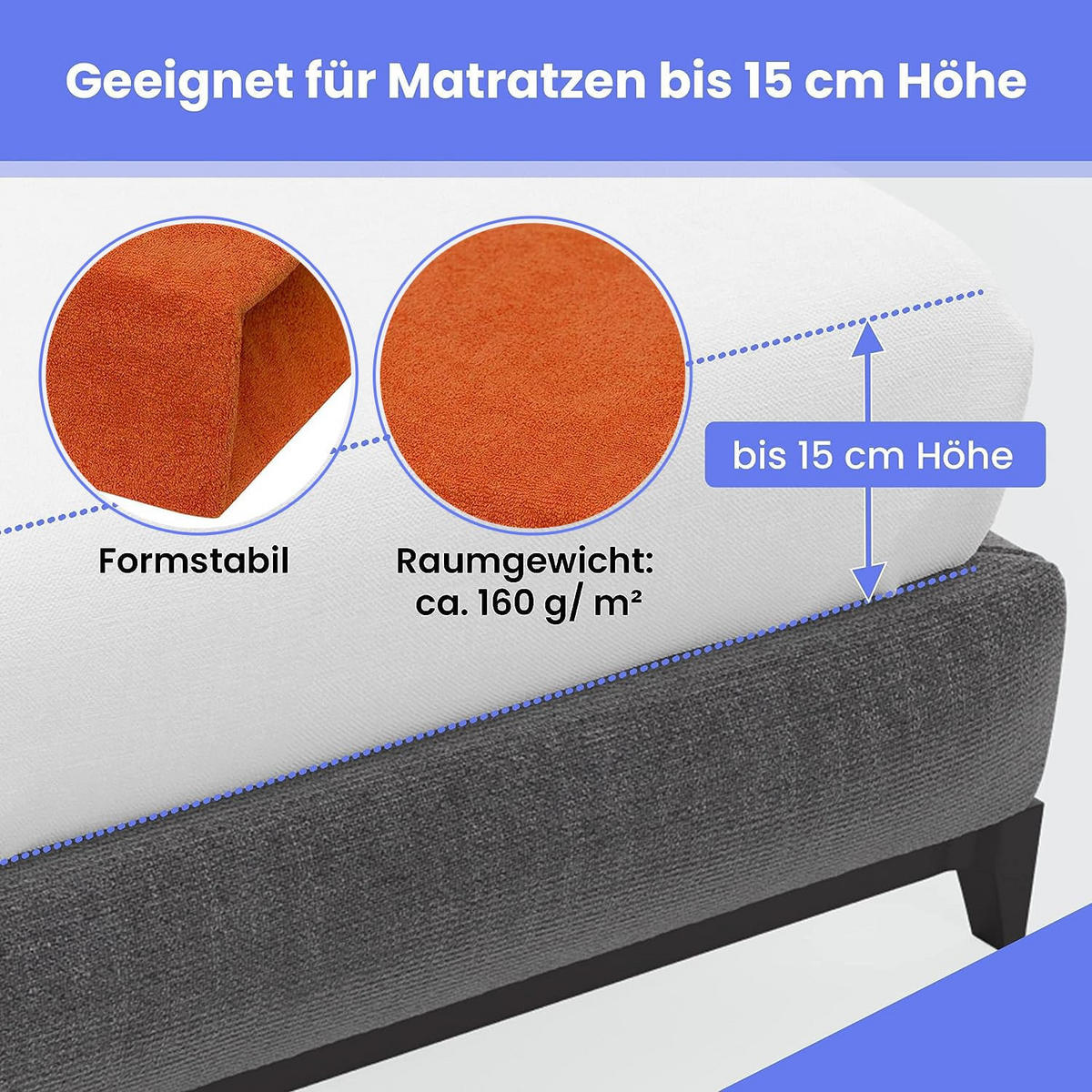 SPANNBETTLAKEN 160/200 cm, Frottee Elastisch 100 % Baumwolle Rostbraun - Terracotta, Textil (160/200cm) - Best For Home