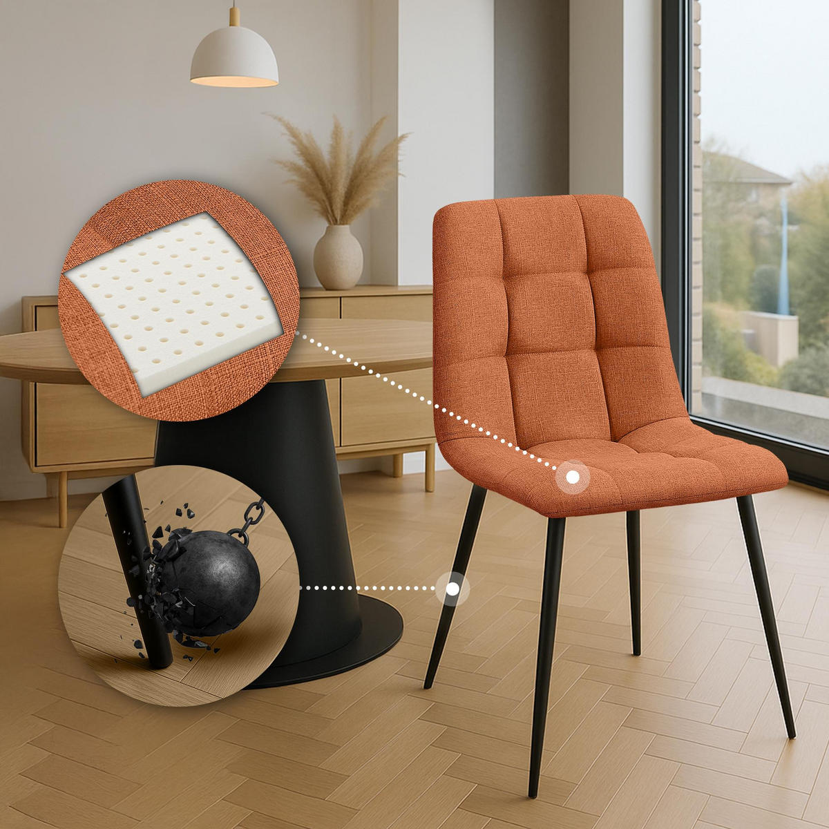 STUHL Stoff Orange - Orange, Textil/Metall (45/84/55cm) - CLP