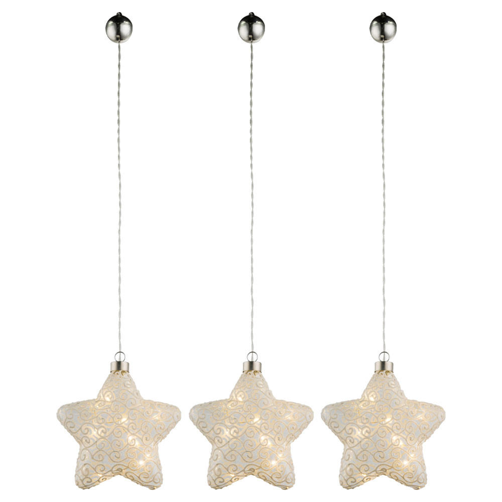 LED DEKOLEUCHTE Kreta Glas Weiß 3er Set - Weiß, Glas (15/15/67cm) - Globo Lighting