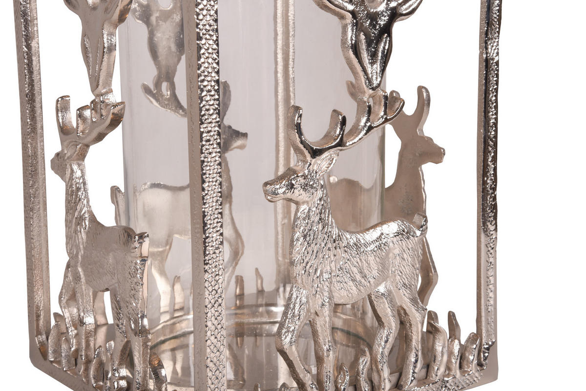 LATERNE Emil Silber 31x23,5x20cm - Silberfarben, Metall (20/23.5/31cm) - DELUKE