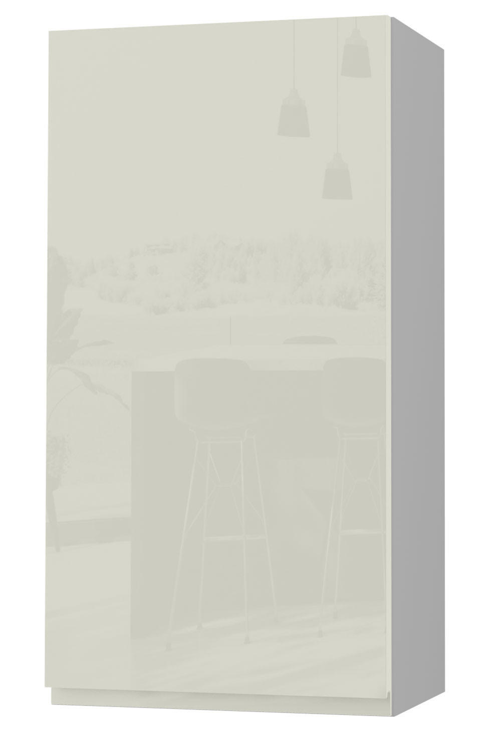 HÄNGESCHRANK Florence W4/50 Grau / RAL 1013 perlweiß HG 50 / 32,5 / 96cm - Türanschlag rechts - Weiß Hochglanz/Grau, Holz/Holzwerkstoff (50/96/32.5cm) - Feldmann-Wohnen