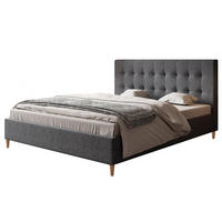 POLSTERBETT LUX Rio mit Kopfteil, 160 x 200 cm, Doppelbett mit Lattenrost aus Holz, Strukturstoff Dunkelgrau, Füße in Farbe: Braun - Dunkelgrau, Holz/Textil (160/200cm) - Alpi-Möbel