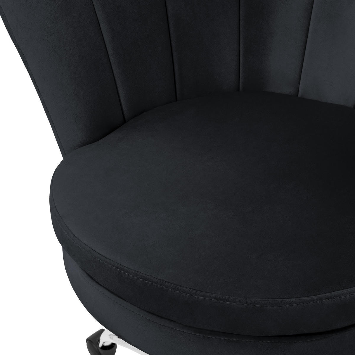 DREHSTUHL Kunstfell Schwarz - Schwarz, Metall (68/90/68cm) - ML-DESIGN