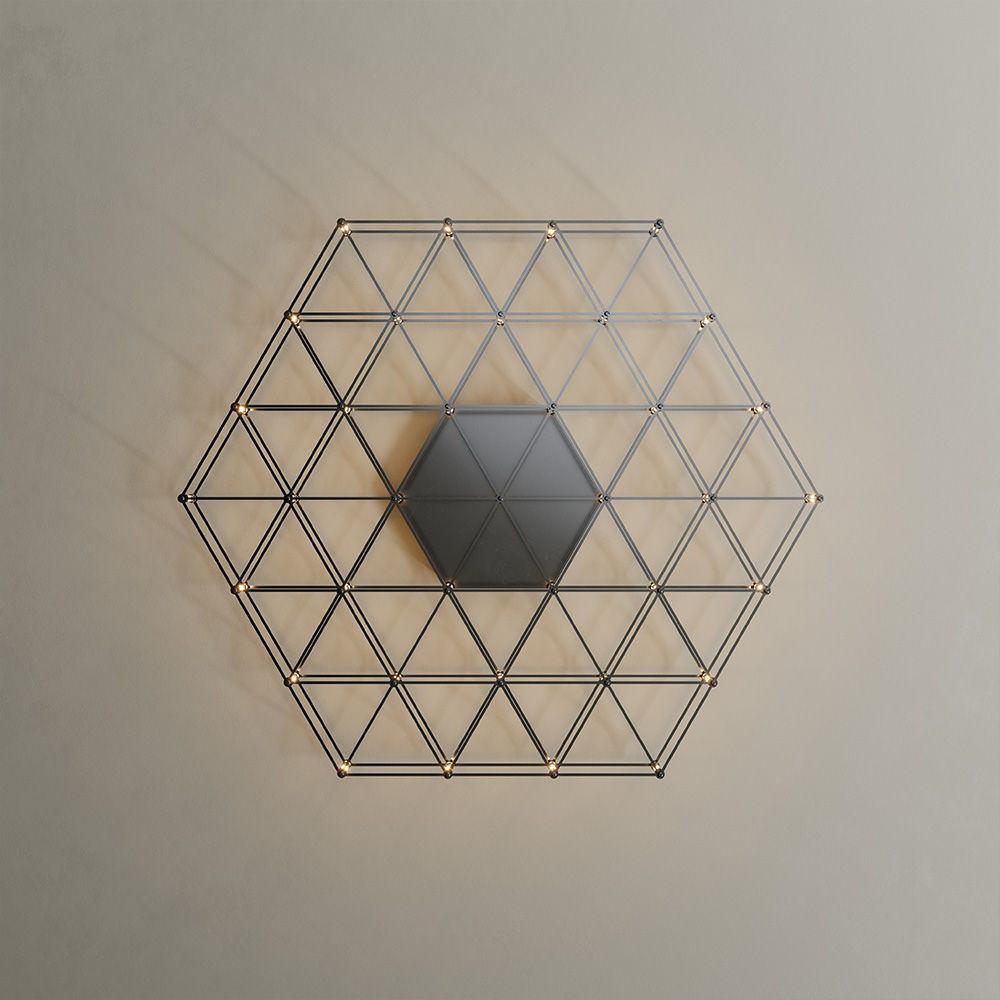 s.luce Led-Wandlampe Schwarz 60x3.5x60 cm